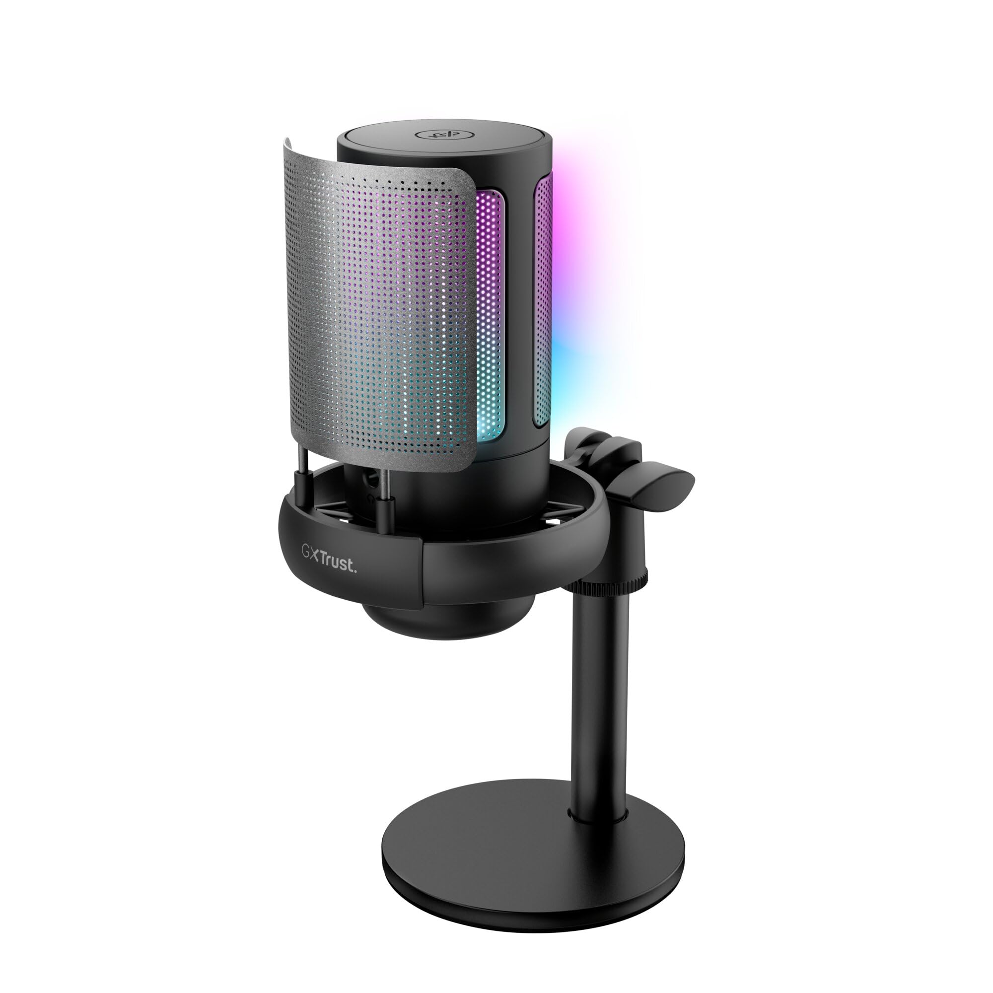 GXTrust 1238 Ruan Microfono USB con Supporto in Metallo, Shock-mount e Filtro Pop, Pattern Cardioide, Microfono Gaming USB per Podcast Youtube, ASMR, Streaming, Twitch, PC, PS4, PS5, Nero