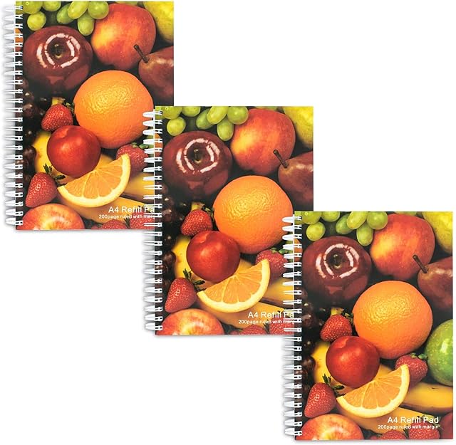Pack of 3 A5 Spiral Wire Ruled Wirebound Notebook 200 Sheets 80gsm (A5)