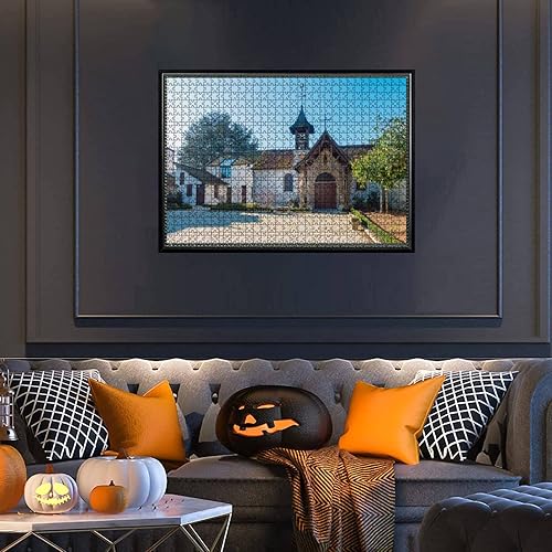 Miniatura 5 de Rompecabezas de 1000 piezas para adultos y niños  Edificio tradicional de la catedral Barbizon Francia rompecabezas grandes piezas encajan juntos