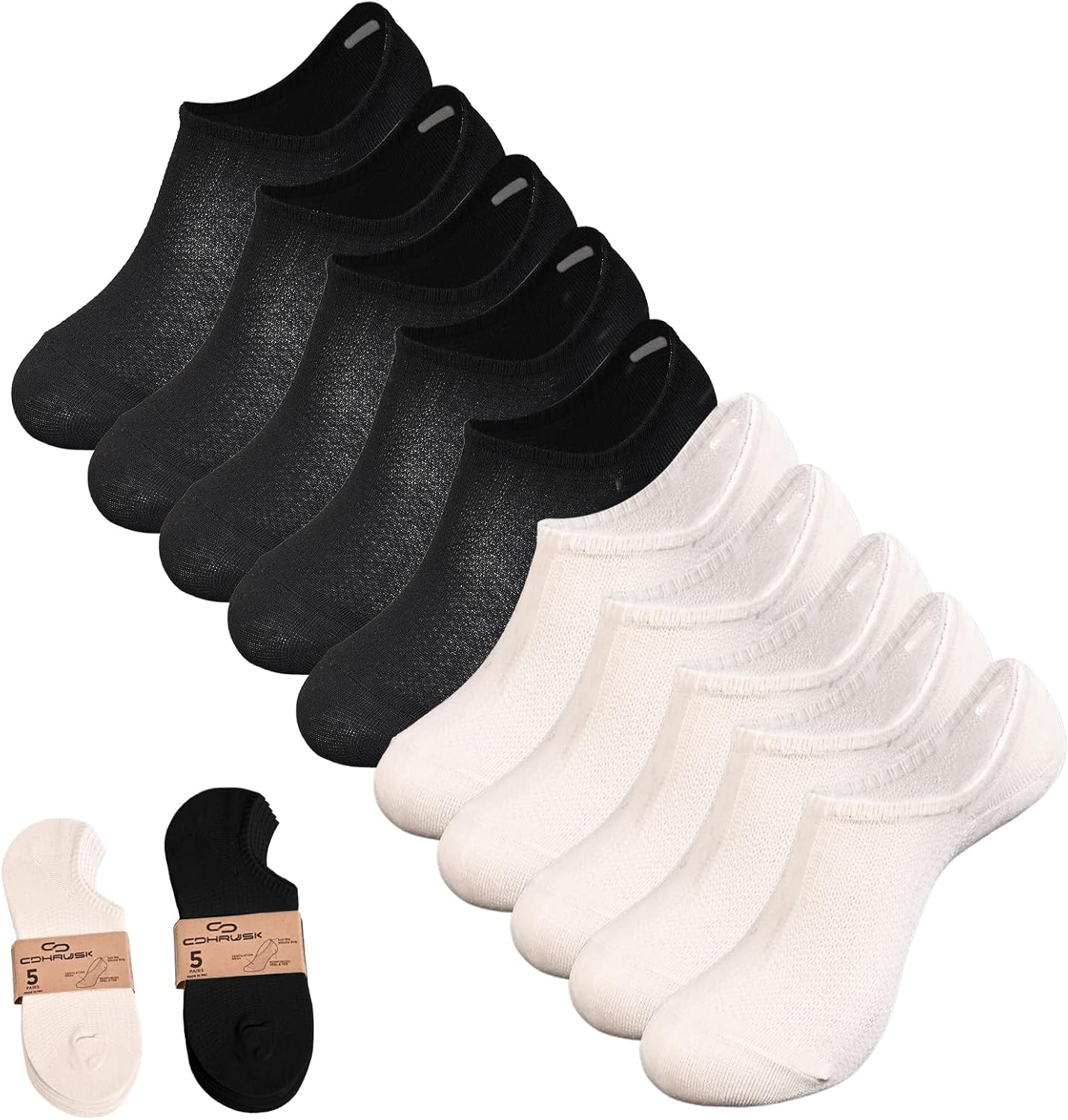 10 Pairs womens No Show Socks for Womens mens Ideal Breathable Fit Non-Slip Low Cut Soft Invisible Liner US 4-8