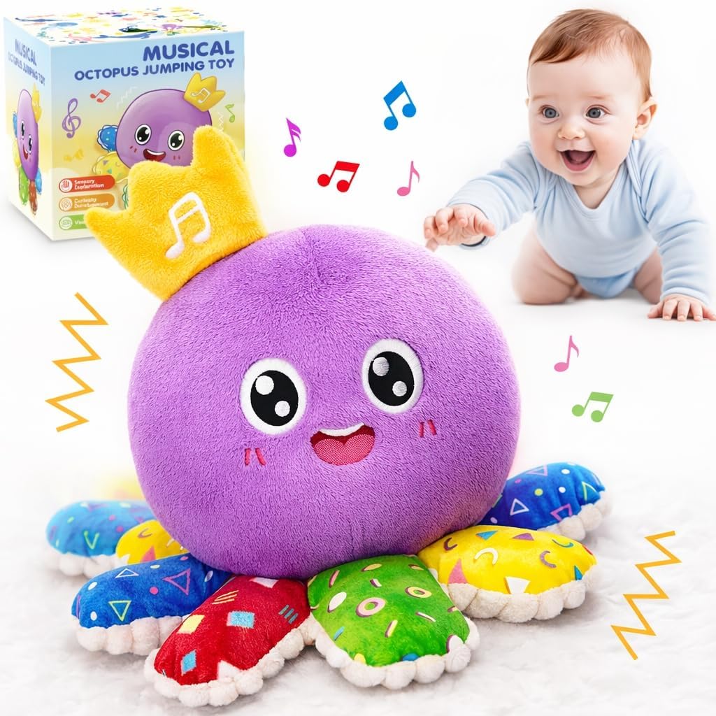GMAOPHY Baby Toy for 6-12-18 Months – Interactive Crawling Octopus Plush with Music & Sound, Dancing, Tummy Time & Motor Skills Development, for 1 2 3 Year Old Boys & Girls, Birthday Gift