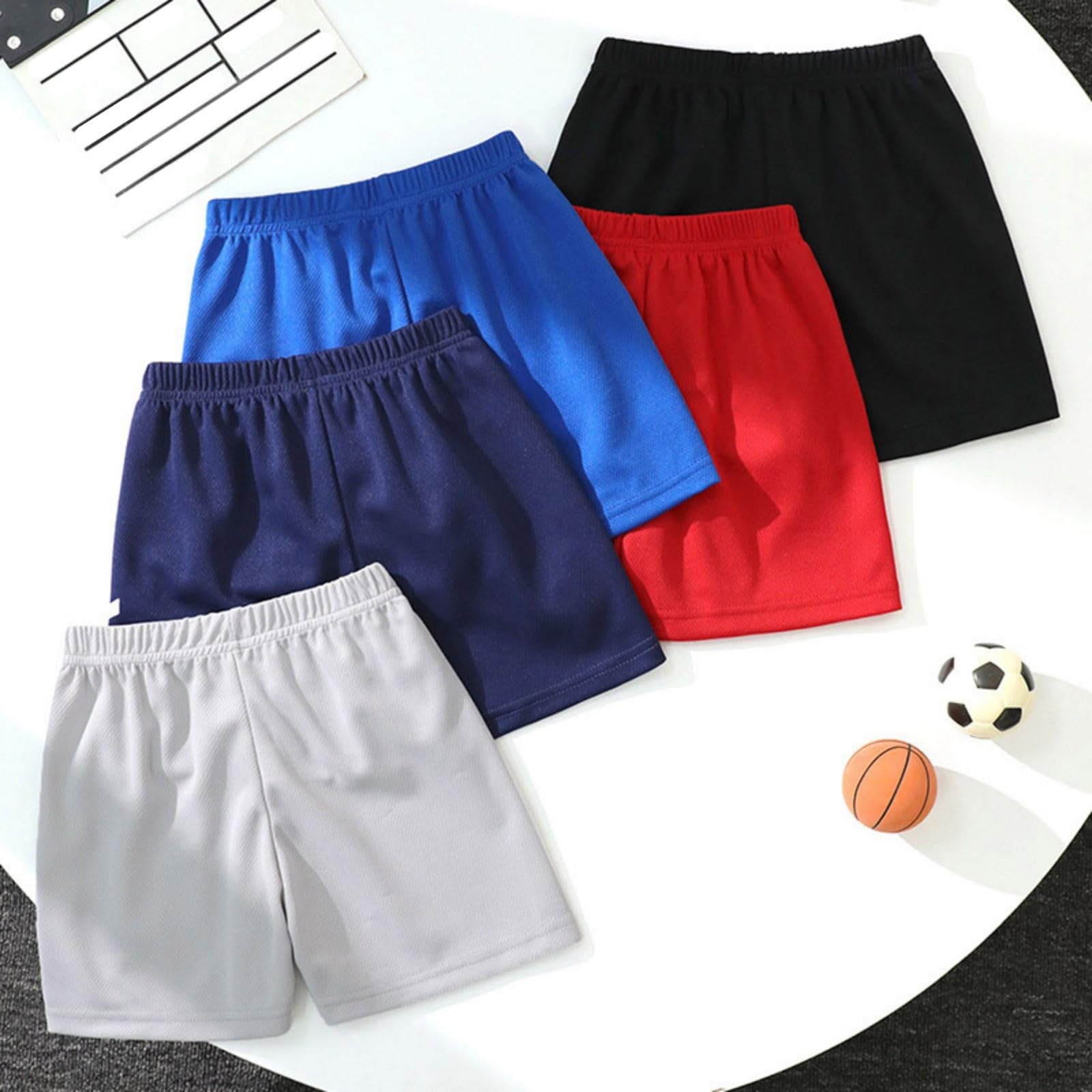 Generico 5 Pezzi Abbigliamento Bambino Sportivi Athletic Mesh Shorts with Pockets Pantaloncini Corti con Leggings Leggeri Traspiranti Pants Casual Pantalone