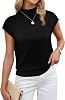 Sampeel Suéter de Manga Corta para Mujer Cuello Barco Top de Verano Elegante Casual Básico de Punto Pullover 2