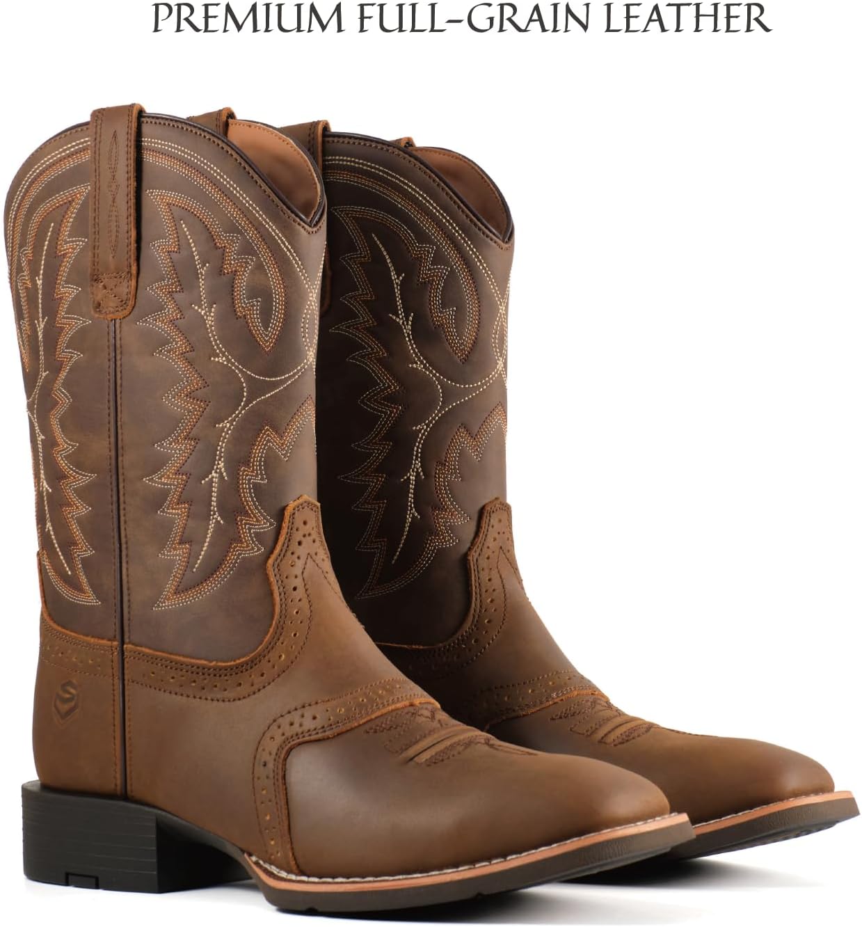 SUREWAY Western Boots For Men - Mens Square Toe Cowboy Boot,Oil/Slip Resistant,Durable Fashionable Classic Pull on 10 Inch Wellington Boots - Soft Toe Work Boots - Image 4