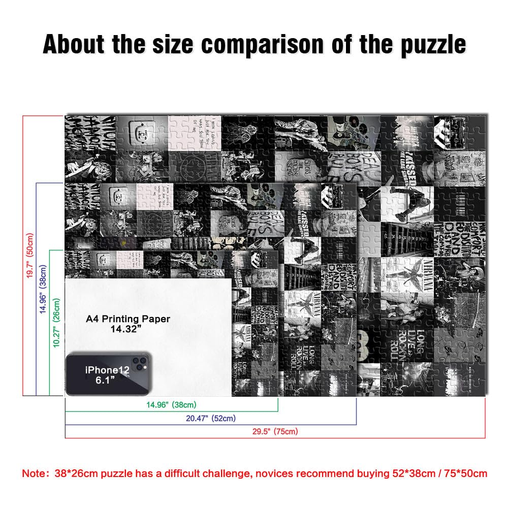 Puzzle Difficile pour Adultes 2000 pièces Collage de Style Noir et Blanc Fabriqué en Carton pour Les 14 Ans et Plus Jeu de Puzzle Offert en Cadeau à Toute la Famille。Taille：70x100cm/27.5x39.3pouce