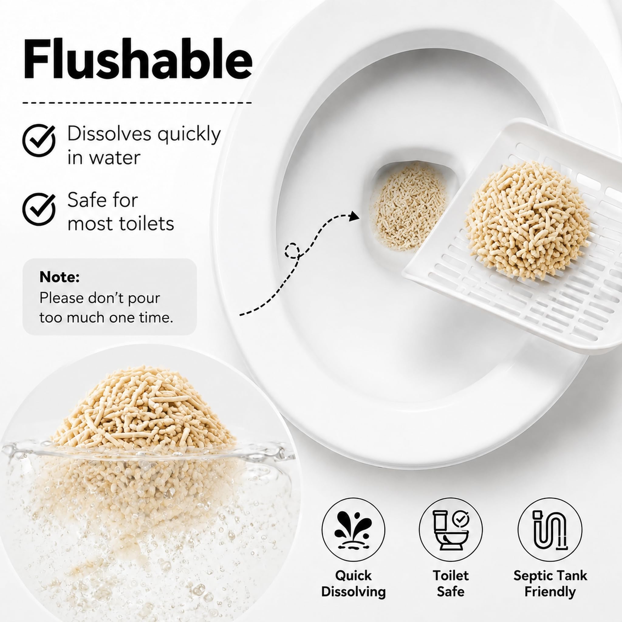 Arena para gatos de tofu de 10.2 kg (2.5 kg x 4 bolsas) aglutinación rápida, sin polvo, materias primas 100% naturales, aglomerante, desechable, ultra absorbente y de secado rápido