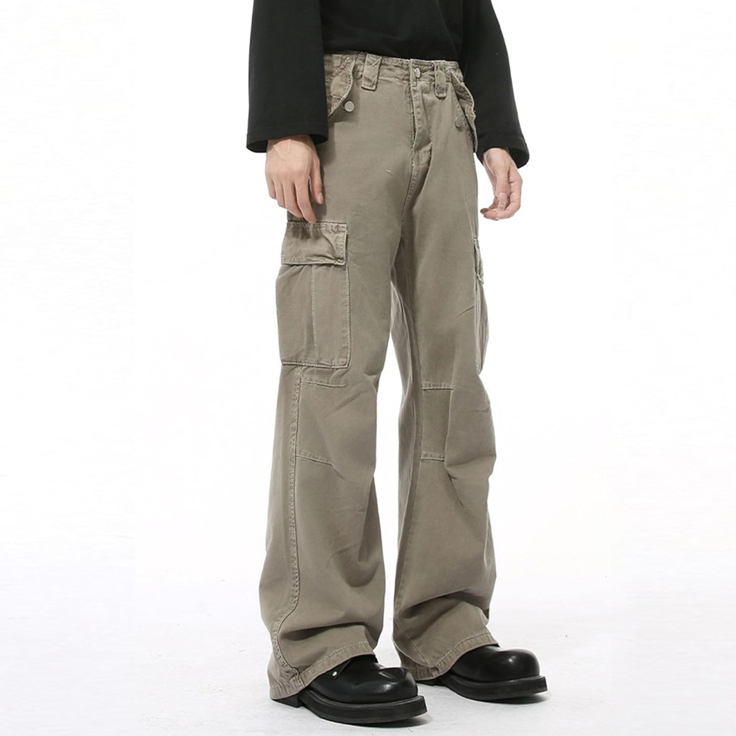 Men's Twill Stretch Baggy Jean Autumn Causal Streetwear Jeans Wide Leg Chinos Vintage Denim Pants