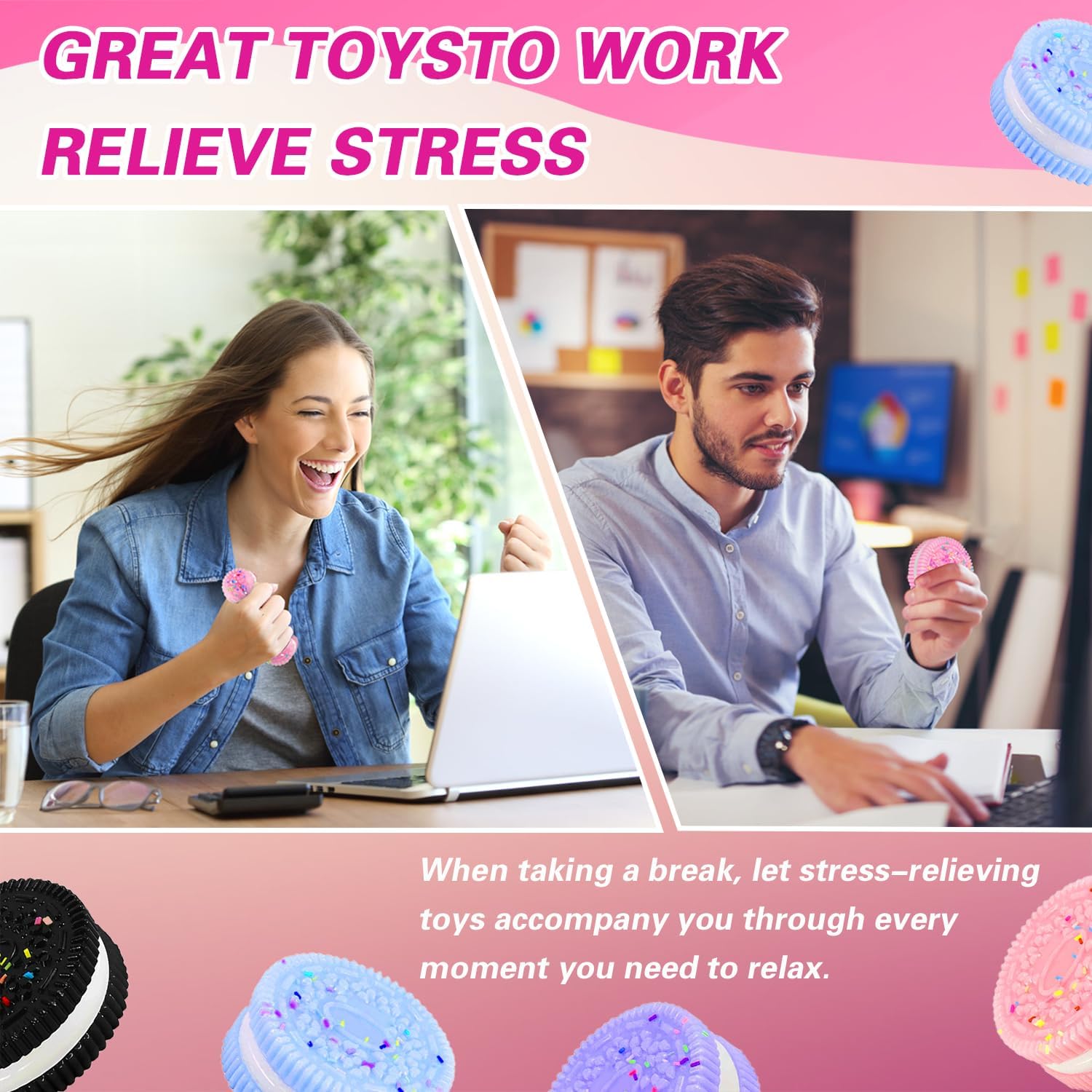 Taba Fidget Squishy Toys,4 pcs Cookie Squishies,Ultra-Soft Stress Relief Toys for Kids with Autism,Squeeze Sensory Toys with Cute Design,Anxiety Relief Party Favors for Boys&Girls,