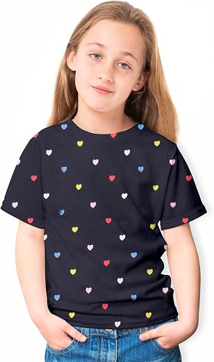 Stories.Label Cotton Printed Cute Graphic T-Shirts for Girls in Half Sleeves, Fashion Summer Casual Tshirt Tops for Kids G...