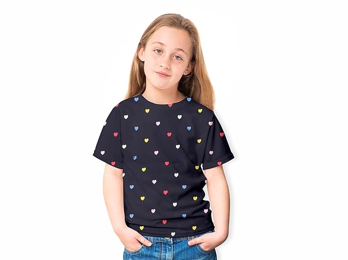 Girl Cotton Printed T-Shirts in Half Sleeves Regular Fit