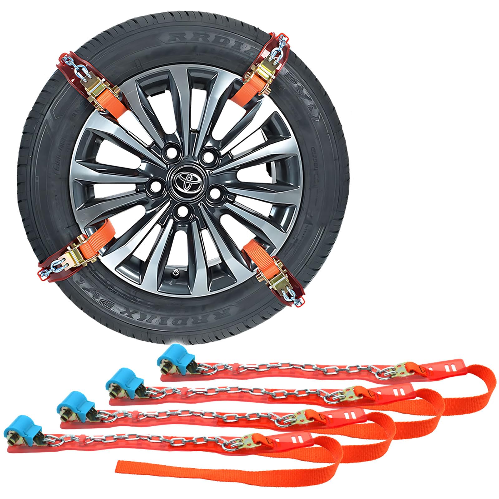 Amazon.co.jp: MAXWIN 樹脂パッド付 分割式 タイヤチェーン 金属製 8本