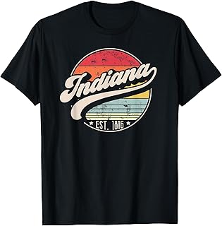 Retro Indiana Home State IN Cool 70s Style Sunset T-Shirt