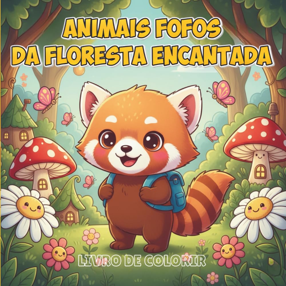 ANIMAIS FOFOS DA FLORESTA ENCANTADA: LIVRO DE COLORIR