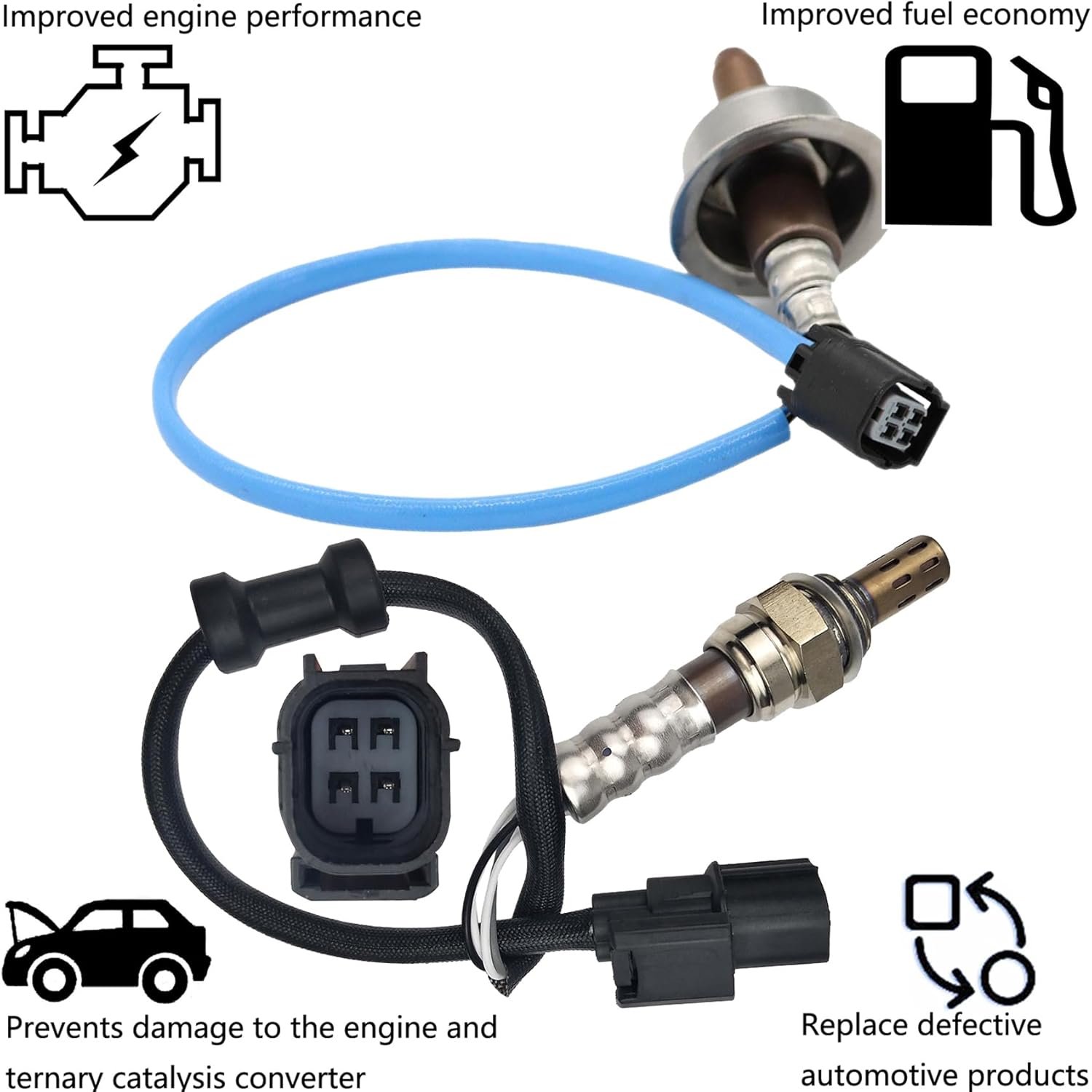 1 Pair Oxygen Sensors Replacement for 2015-2012 Honda Civic 1.8L, for ACURA 2013 2014 ILX Upstream and Downstream O2 Sensors 234-9119 234-4350