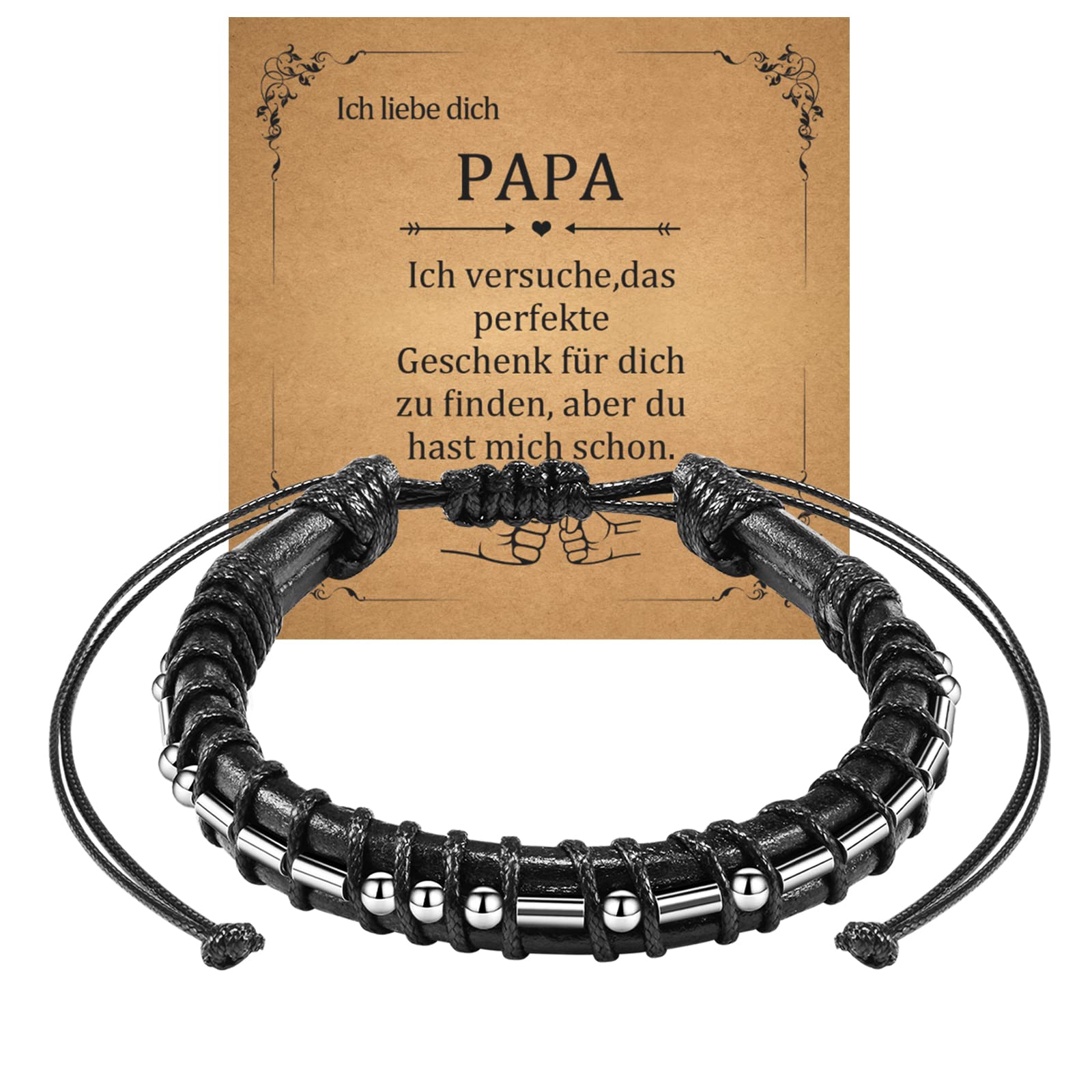CheersLife Ich Liebe Dich Geschenke für Männer An Meinen Sohn Bruder Mann Armband, Geburtstag Valentinstag Jahrestag Vatertagsgeschenke Papa Geschenk für Ihn Freund Ehemann Sohn Bruder Lederarmband