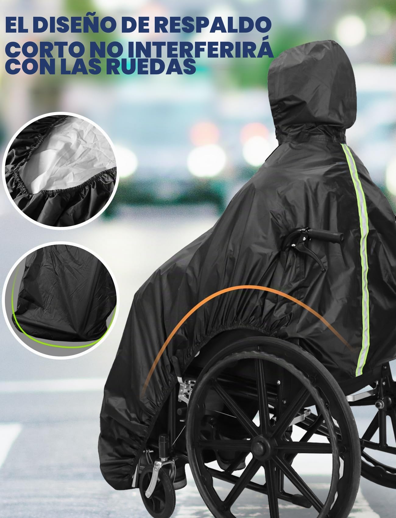 ANYOO Funda Impermeable para Poncho para Silla de ruedas, Poncho Ligero para Lluvia, Capa Protectora con Elásticos que Proporciona Protección seca para Sillas de ruedas, Talla única