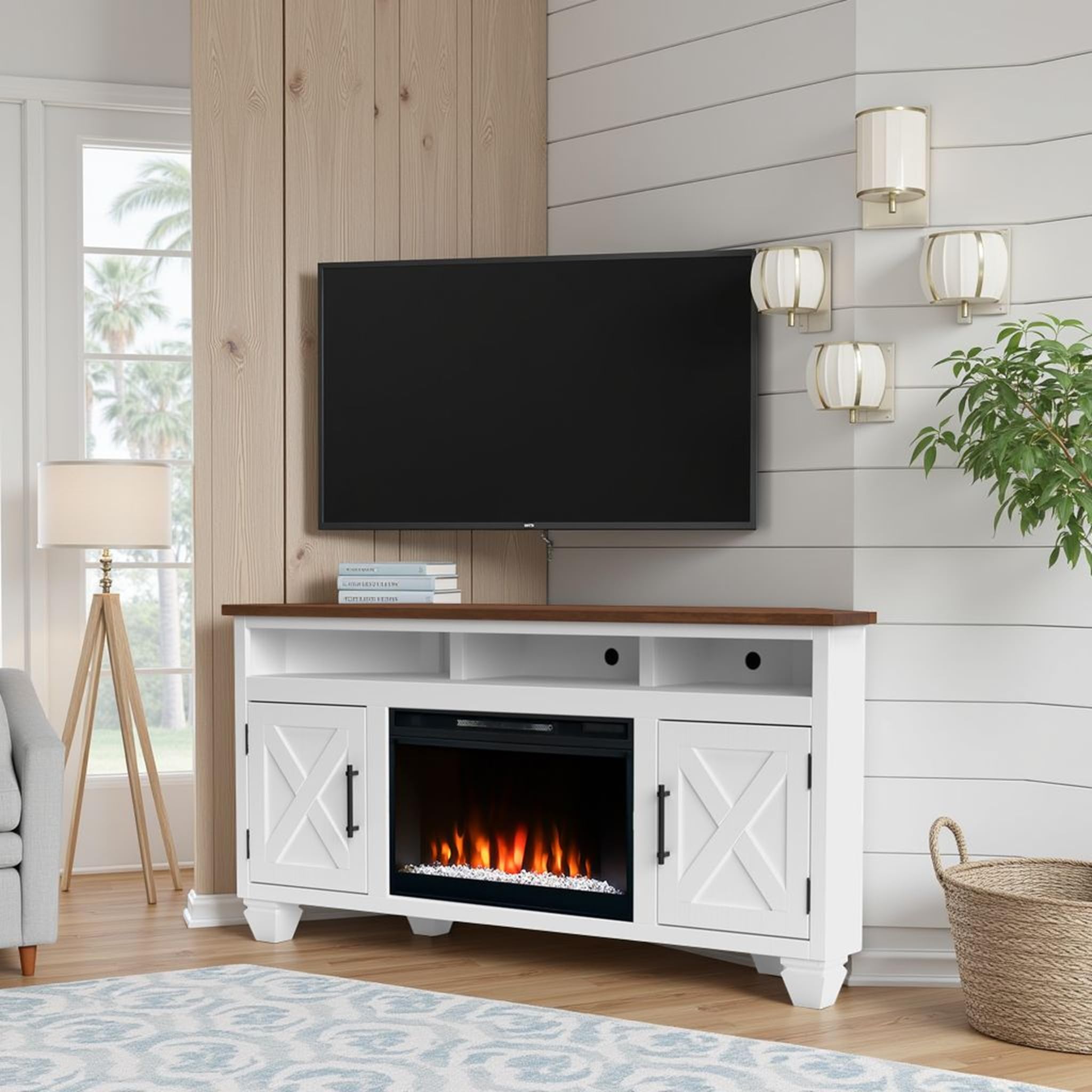Amazon.com: Realcozy Liberty Farmhouse 64 inch Corner Electric