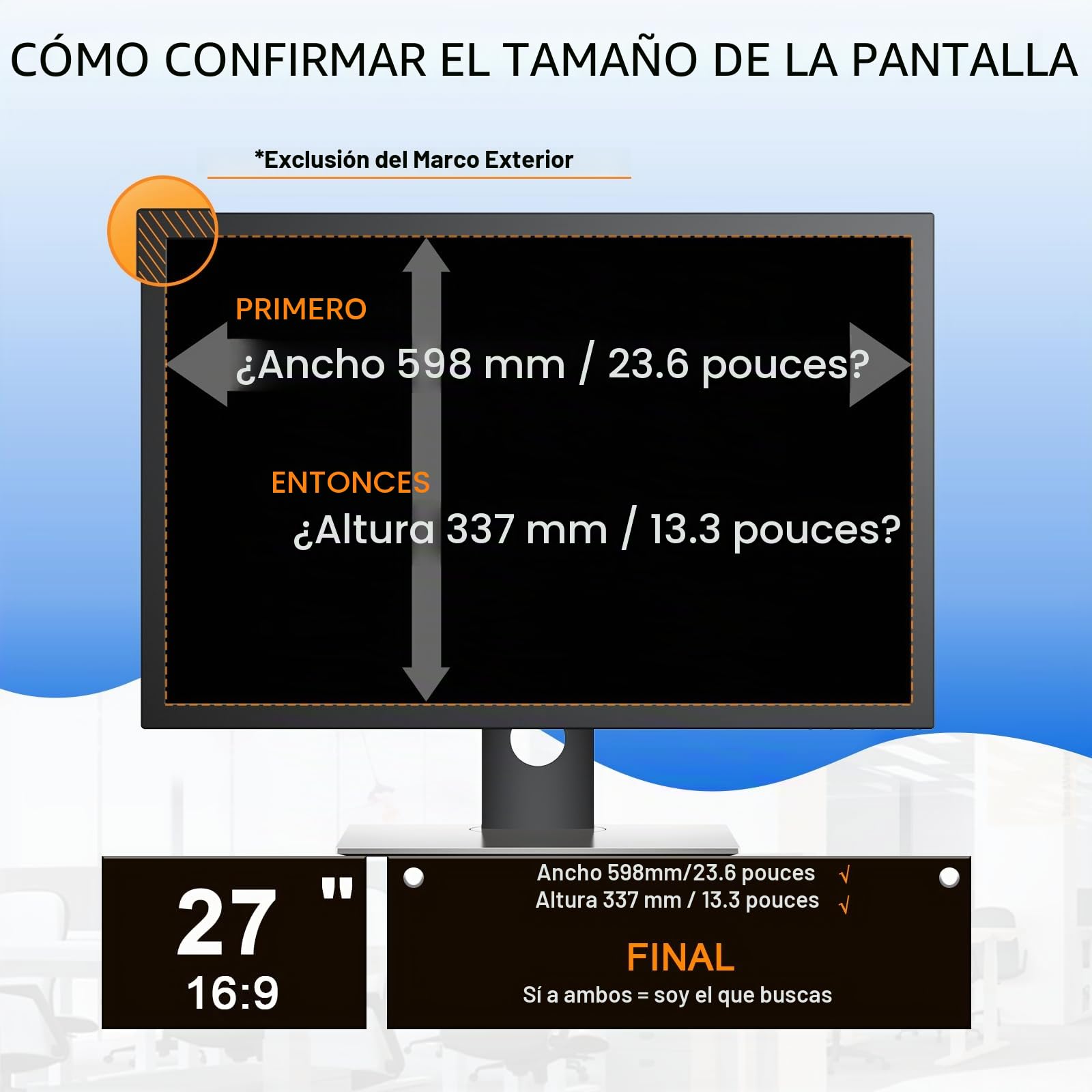 Mamol Filtro de Privacidad 27 Pulgadas 16:9, Filtros de Pantalla Compatible con HP/DELL/Acer/Lenovo/Thinkpad/Samsung/Envy/Xps, Anti Luz Azul Privacy de Protector Pantalla para 27 Pulgadas Escritorio