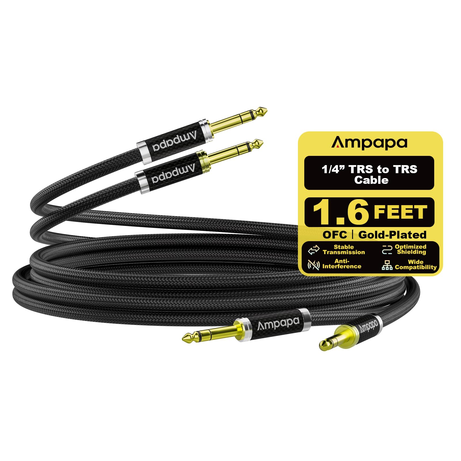 Cavo TRS da 1/4" HiFi Audio Cavo Simmetrico da 6,35 mm Nucleo OFC per D1/Q1