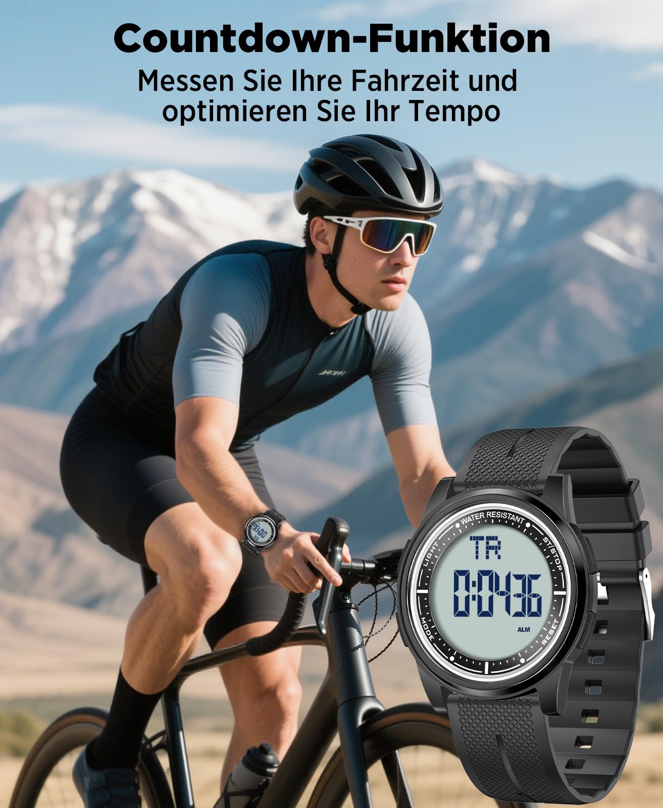 WIFORT Digital Herren Damen Uhren 5 ATM Wasserdicht Sport Armbanduhr mit Wecker Stoppuhr Countdown Duale Zeitzone, Ultradünn Weitwinkel Anzeige Digitaluhr für Jungen Mädchen
