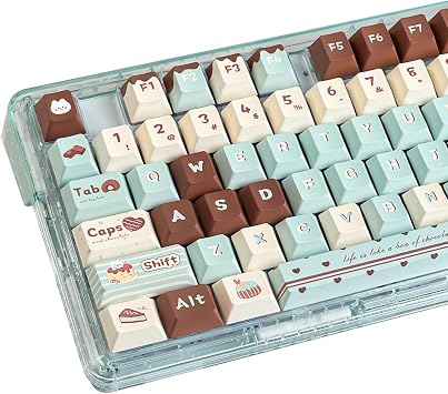 Cute Keycaps Mint Chocolate Green 152 Keys Key Cap for Cherry MX | Custom Keycaps, Dye Sublimation Legends, 60% 75% 96% 100% Layouts, Custom Keyboard Build, Desk Decor, Daily Use