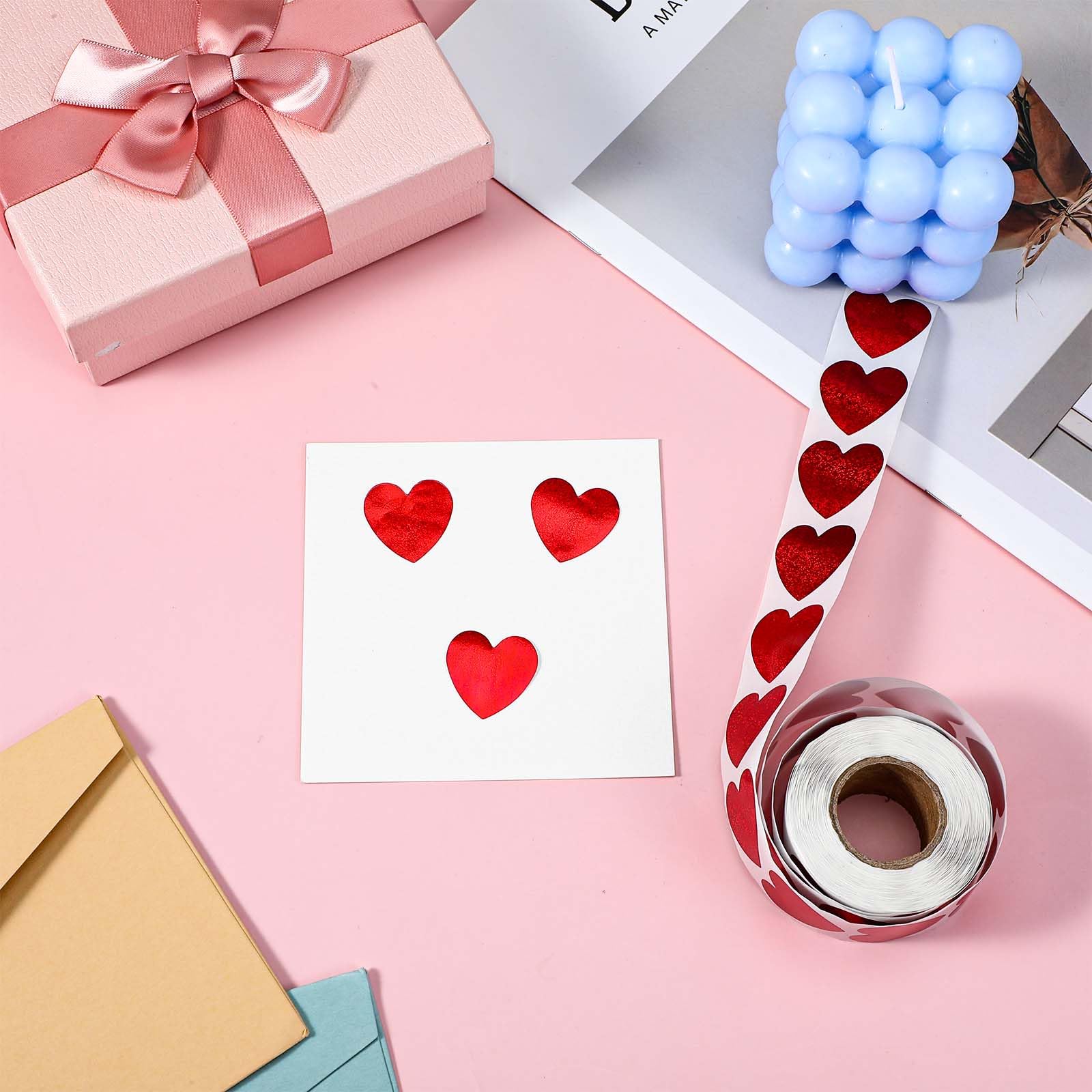 500 Adesivi A Forma Di Cuore Rosso Glitterati 2,5 Cm, Autoadesivi Perfetti Per San Valentino, Festa Della Mamma, Matrimoni E Decorazioni Fai Da Te