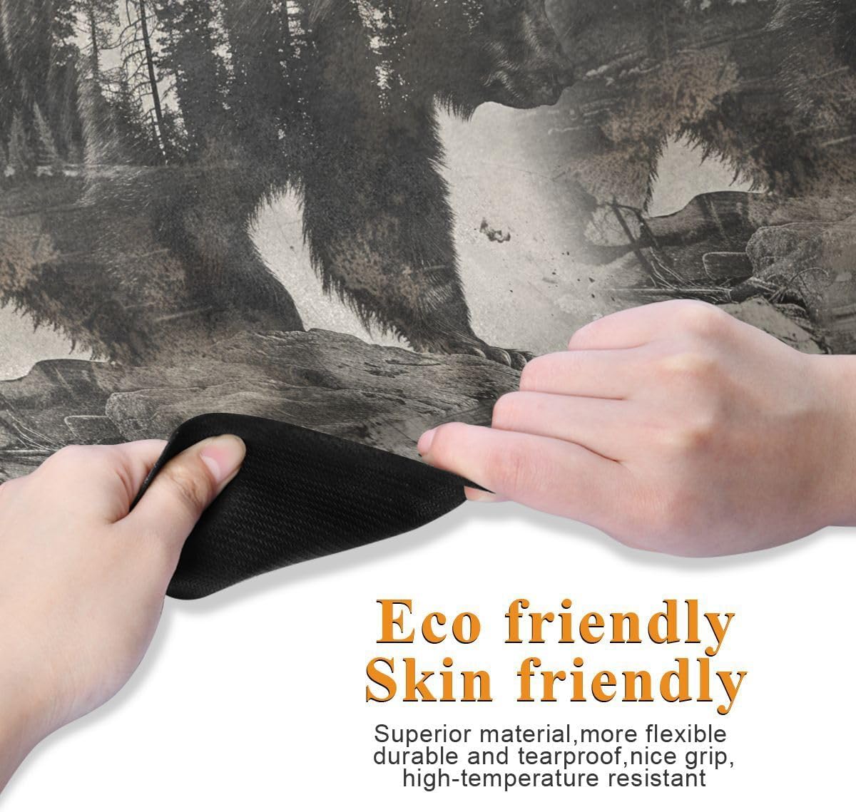 ALAZA Vintage Black White Bear Yoga Mat Non Slip Fitness Exercise Mat, Workout Mat for Yoga, Pilates and Floor Exercises