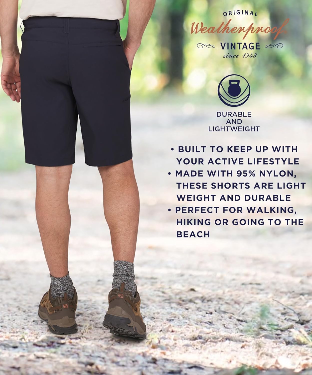 Weatherproof Vintage Mens Casual Shorts, Quick Dry Lightweight Stretch Hiking Shorts with Zipper Pockets