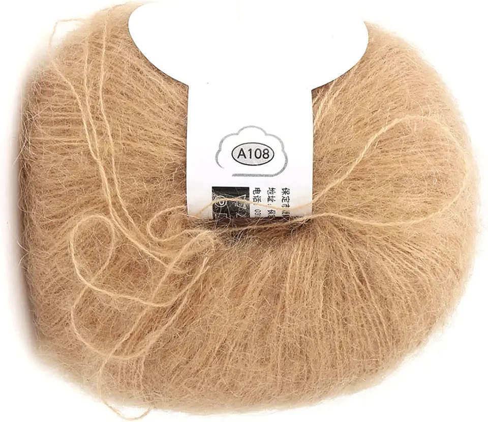 Luqeeg Fio de Malha Angora Soft Mohair para Lenços, Suéteres, Chapéus, Fio de lã Quente Anti-bolinhas para tricô, 5 Cores Disponíveis para Projetos de tricô de Inverno (18 cáqui)