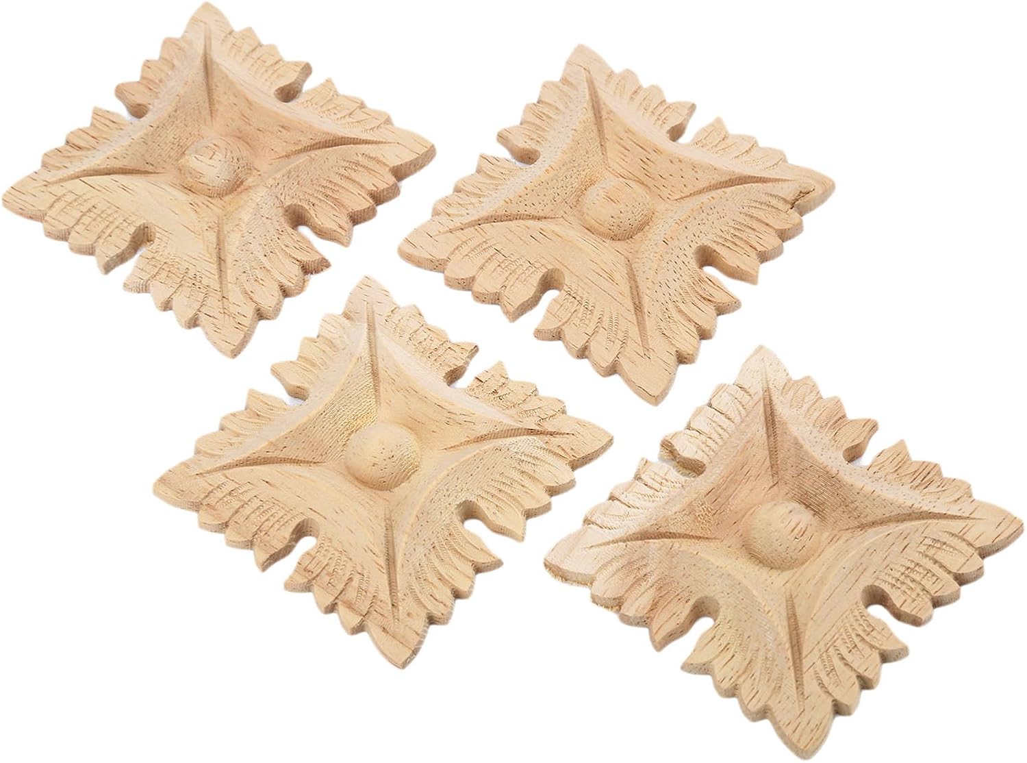 MUXSAM 4pcs 3# Wood Carved Square Corner Flower Onlay Applique Unpainted Door European Style - Image 4