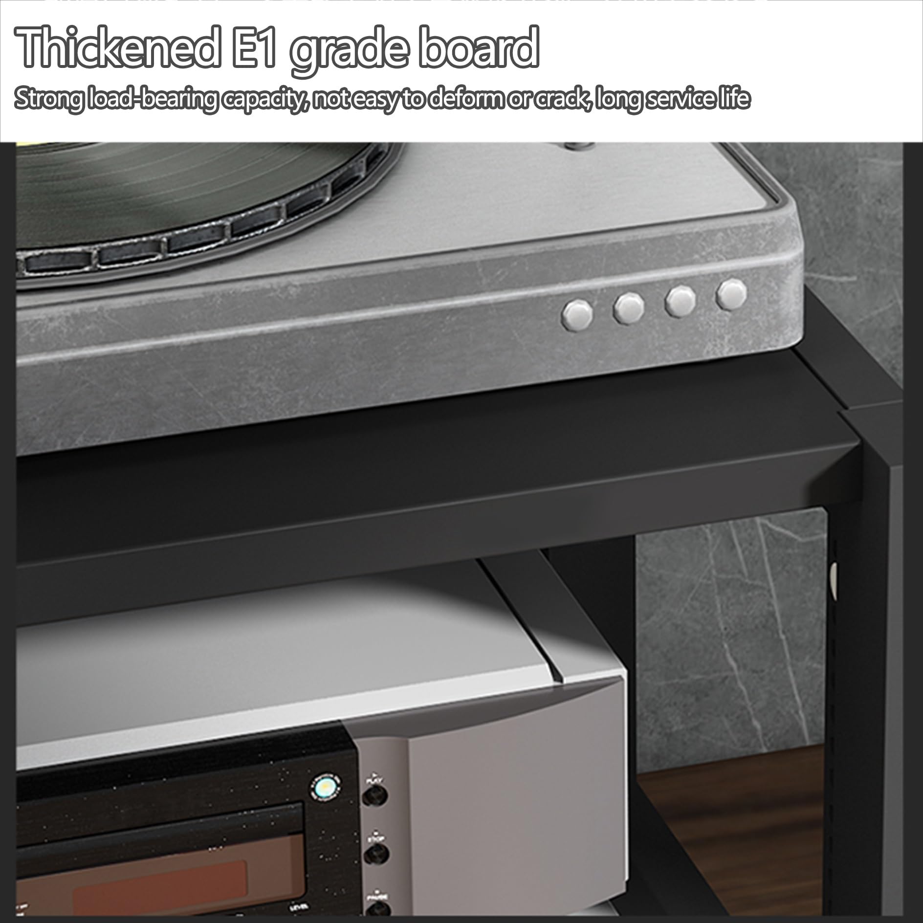 Audio Rack Hifi Regal, 4-stufiges Stereo-Rack,TV Hifi Rack Audio Schrank,Plattenspieler Tisch,Medienschrank,Schallplatten Phonoschrank Blu Ray Regal,für Audio Equipment dac Amplifier(Light Walnut