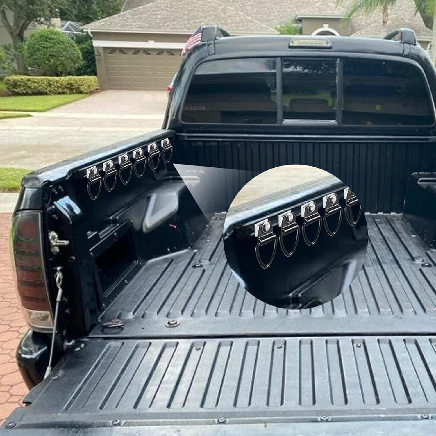 4 Kits Bed Rail Accessories fit for Toyota Tacoma Bed Cleats Tie Down Anchors Rings T Slot Nuts for Tundra Deck Rail Pick up Cargo Bolt on V Ring Truck Trailers Hook Bike Mount Washers and W/Screws