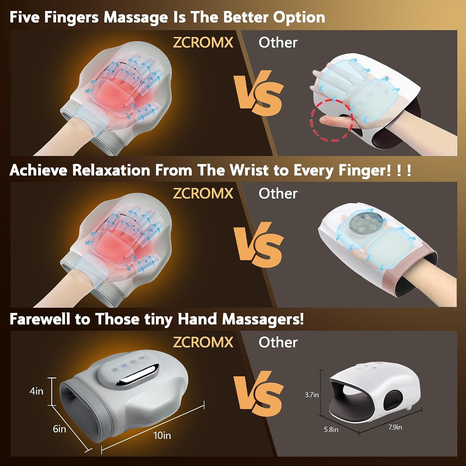 Hand Massager with Heat and Compression, Soft Leather Cover Hand Massager for Arthritis and Carpal Tunnel, Either Hand Usable, 3 Modes 3 Heat 5 Intensities, for Wrist Palm Finger