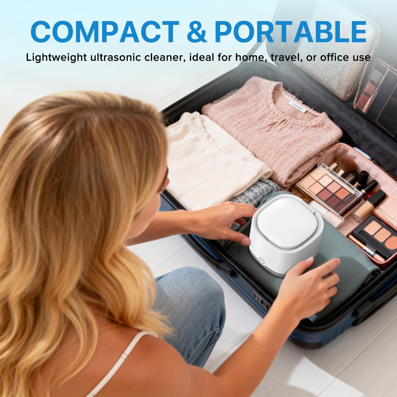 Anysun Nettoyeur Ultrason Ultrasonic Cleaner 45kHz UV-C 200ml 3 Modes Portable Batterie 4000mAh