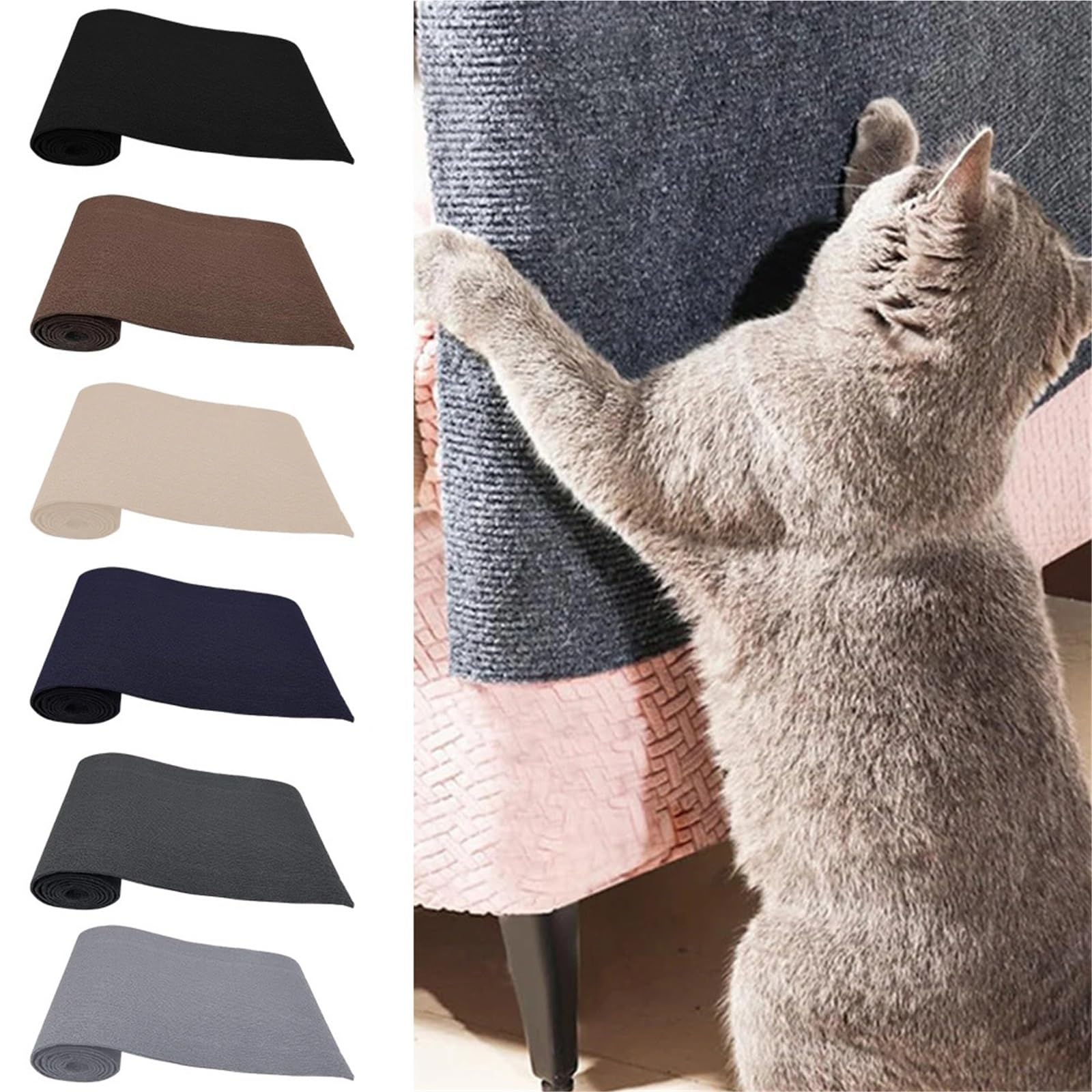 Kratzschutz Sofa Katze Zuschneidbare Katzenkratz-Sofamatte, Selbstklebender Kratzteppich for Schutz von Möbeln, Mehrzweck-Katzenunterlage(Dark Blue,40x200cm)