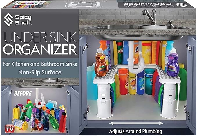 Expandable Under Sink Organizer and Storage I Bathroom Under the Sink Organizer Kitchen Under Sink Shelf I Cleaning Supplies Organizer Under Sink Storage I EXPANDABLE HEIGHT DEPTH & WIDTH