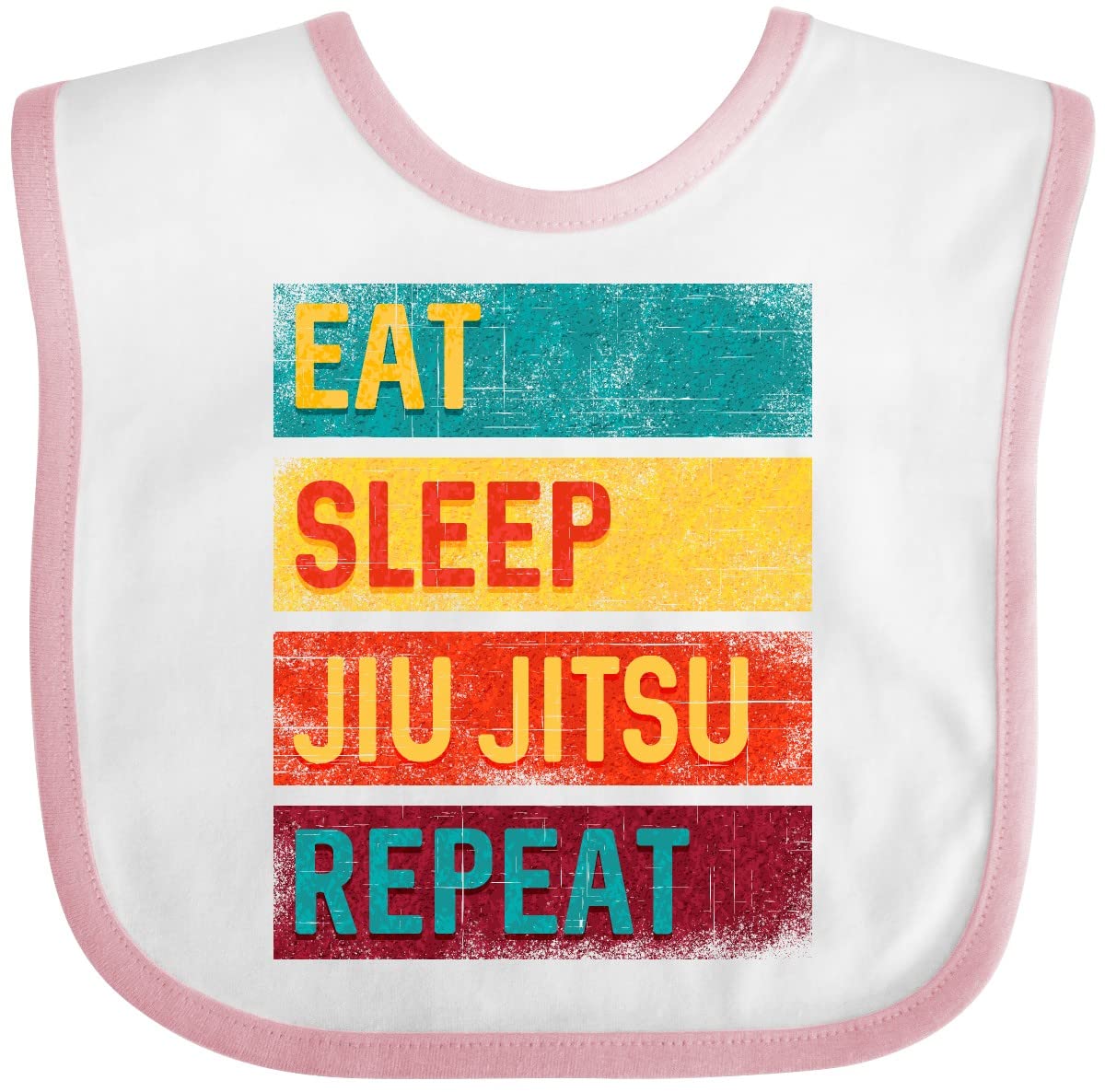 inktastic Eat Sleep Jiu Jitsu Repeat Baby Bib White and Pink 39c77