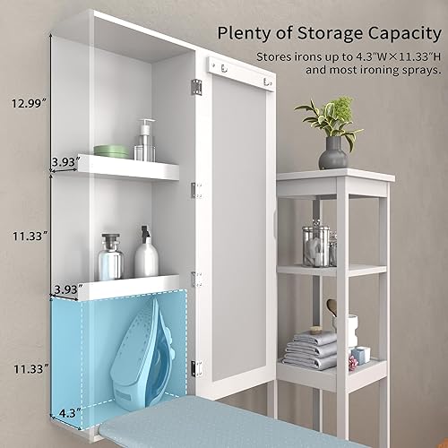 Miniatura 4 de organizedlife Centro de Soporte de pared para tabla de planchar, Gabinete con espejo y estantes de almacenamiento