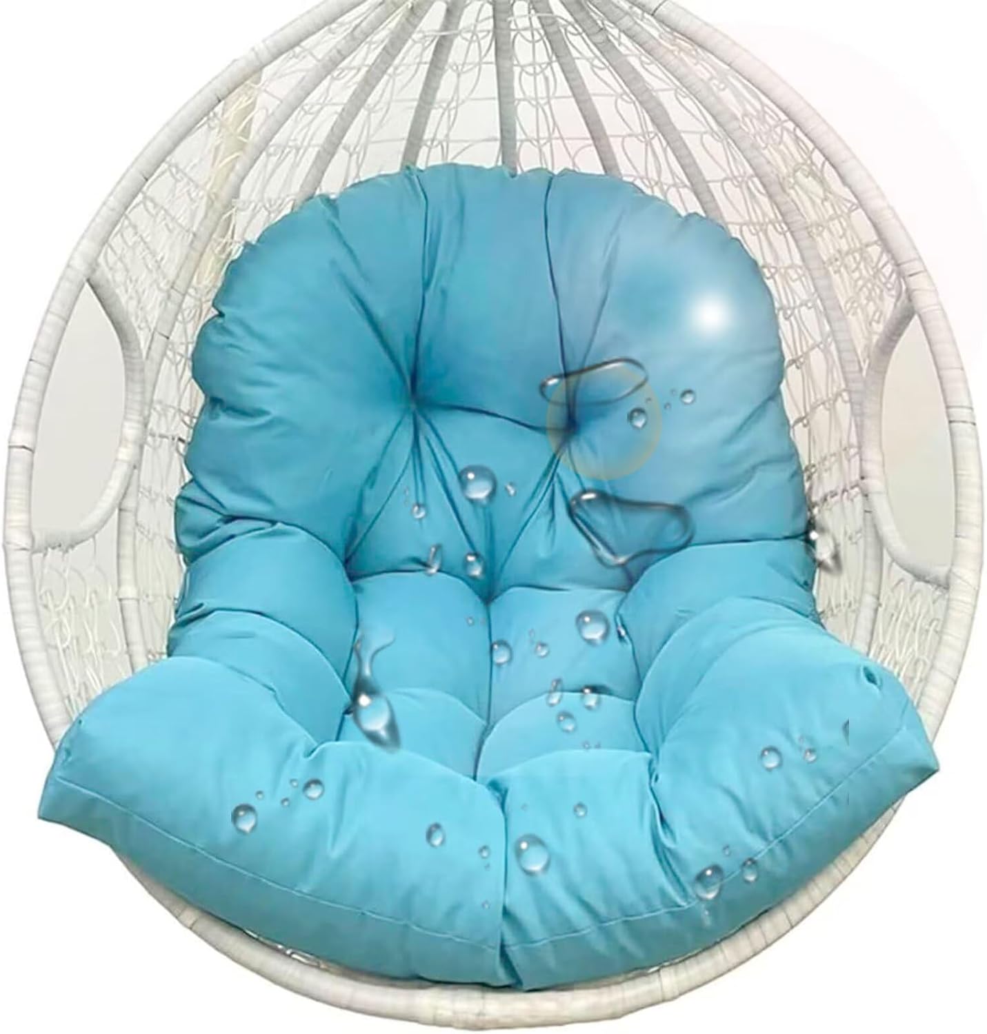 Egg Chair Cushion Replacement, Waterproof & Fade Resistant Hanging Chair Cushion Outdoor, 47x32x4 Inches Hammock Swing Chair Cushions, Soft Comfy Patio Egg Swing Cushions for Indoor Outdoor, Blue B