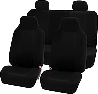 Vista 4 de FH Group Juego completo de fundas de asiento de automóvil de tela gris, fundas de asiento de automóvil de ajuste universal, fundas de asiento