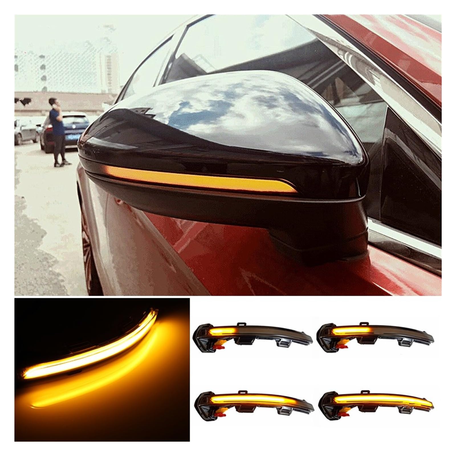 SYLTER Intermitentes AutomóViles 2 Uds Luz LED Intermitente Dinámica Coche Espejo Retrovisor Intermitente Indicador para VW para Passat B8 para Arteon 2015-2019 Intermitente Espejo Lateral