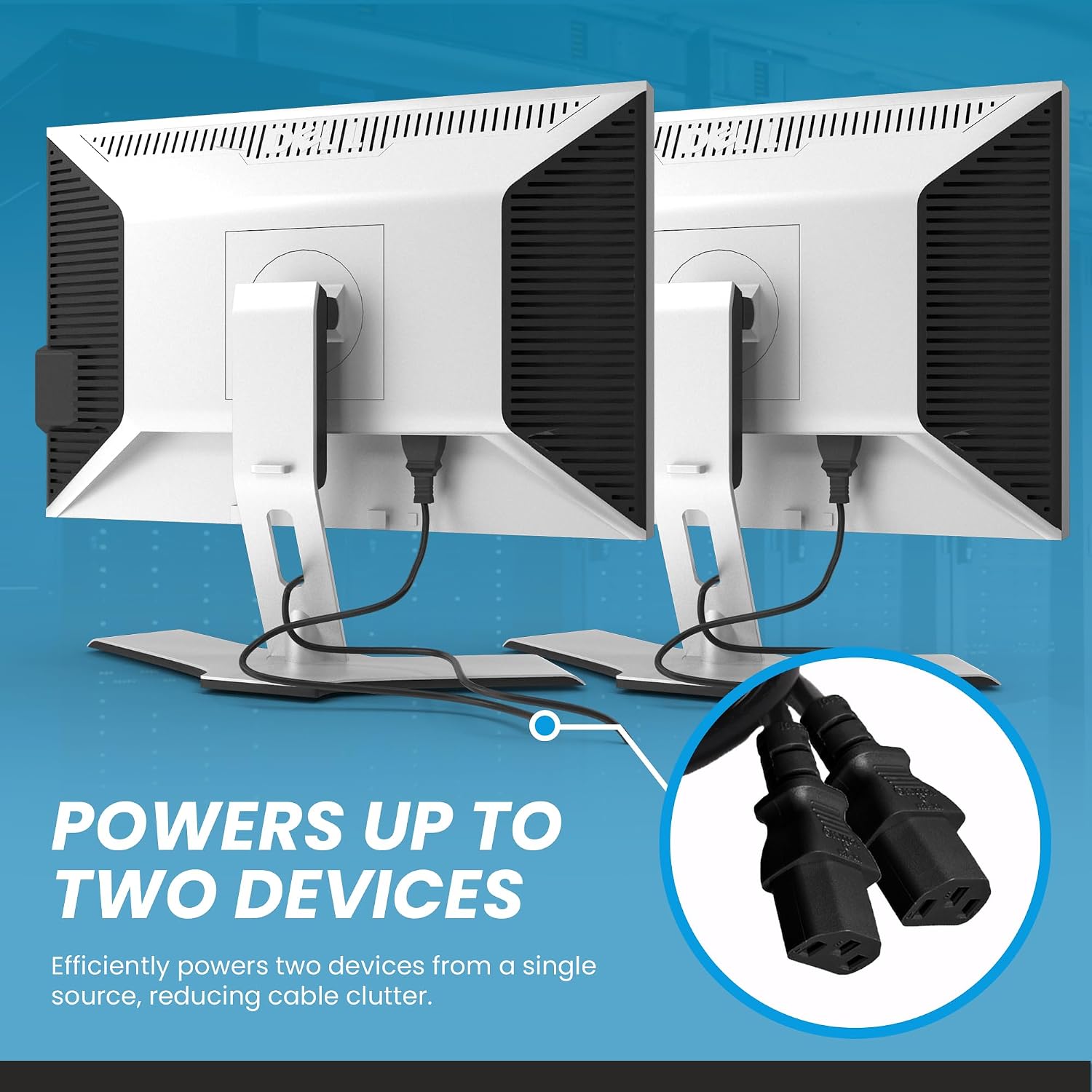IronBox Electric IEC C14 to 2X C13 Splitter Power Cord - 10A, 250V, 18/3 AWG - UL Listed Power Extension Cable - Heavy Duty Adapter Cables for Computer, Monitor, PDU, Printer & More (6ft + 2ft Legs)