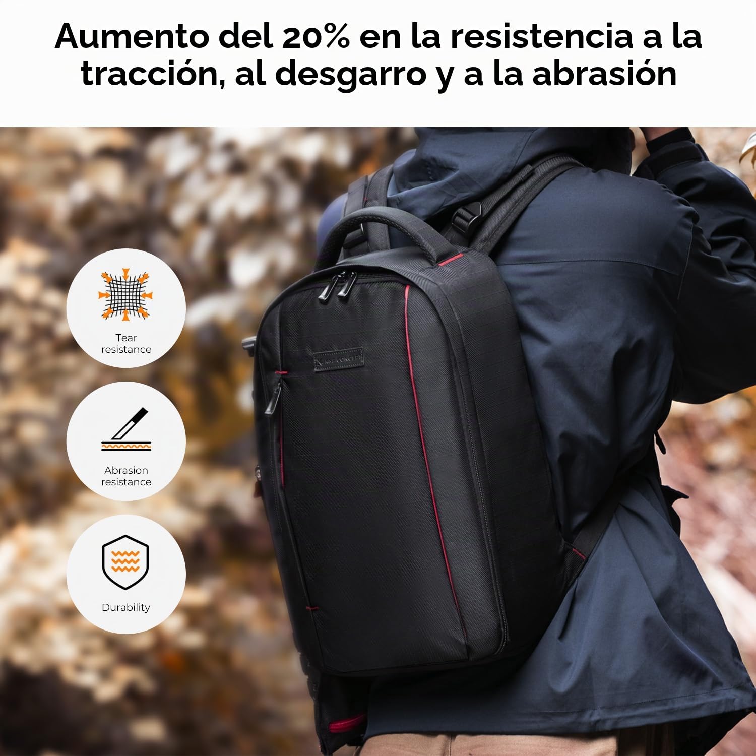 K&F Concept - Mochila para cámara fotográfica Impermeable con Compartimento para portátil para Canon Sony Nikon Olympus SLR/DSLR