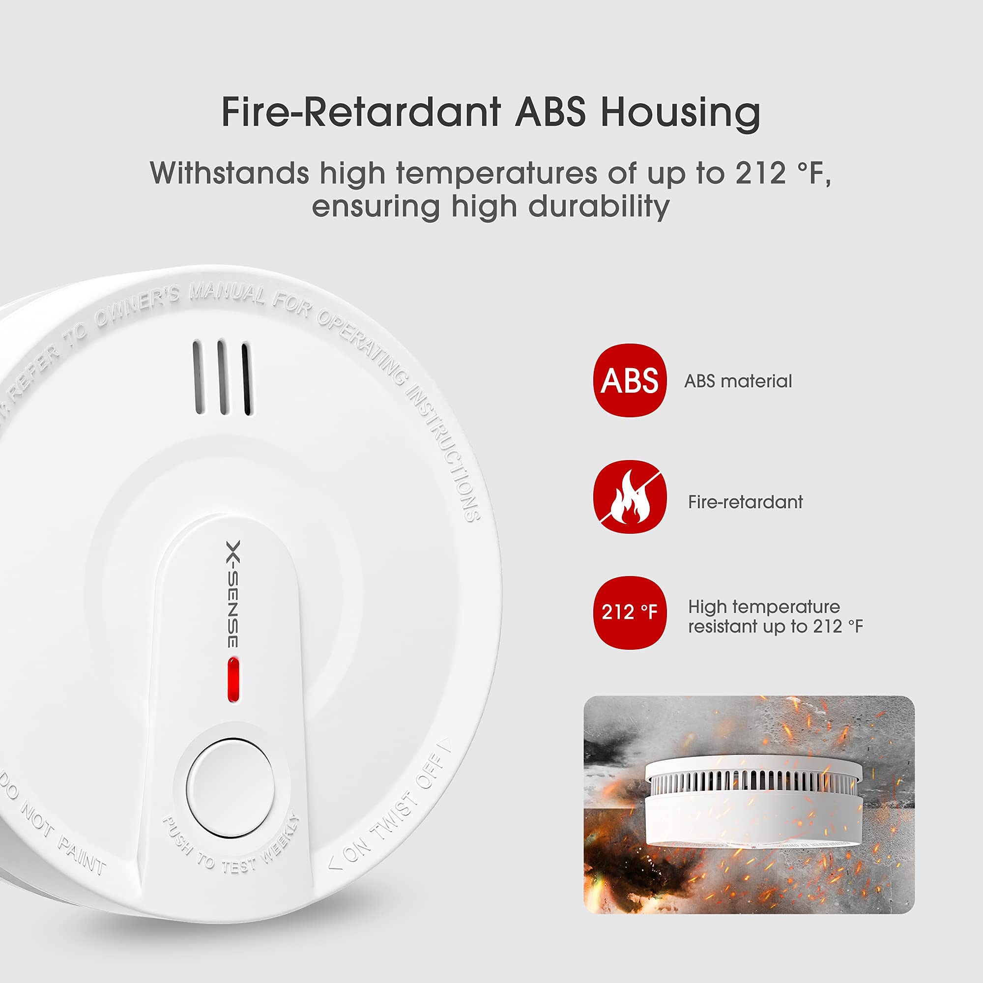 X-Sense Detector de Humo de Batería de 10 Años, Alarma de Incendio Certificada CE, TÜV y EN14604, SD20, 1 Pieza
