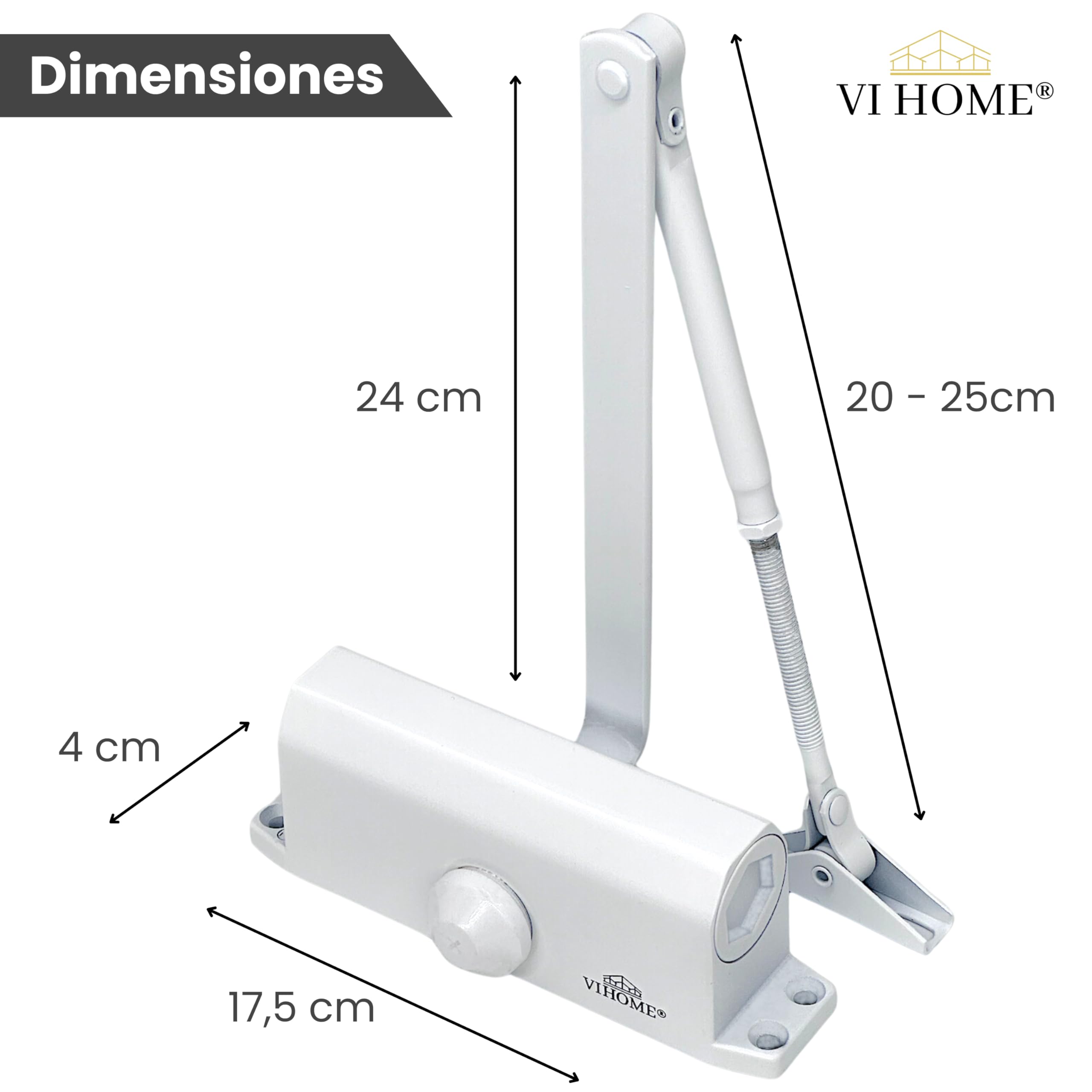 Cierrapuertas Automatico Ajustable Con Retenedor 60kg / Muelle Puerta Con Sistema Hidraulico/Cierra Puertas Automatico/Cierre Automatico (Blanco)