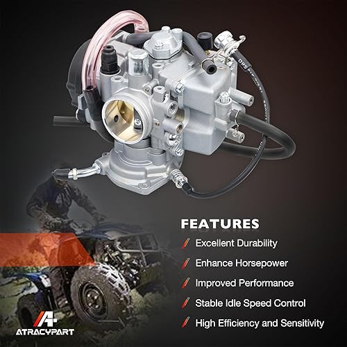 Miniatura 10 de Carburador para ATV Yamaha Kodiak 400 YFM400 y Big Bear 400, Bruin 350, Grizzly 350 450, Wolverine 350 450 con cepillo limpiador, filtro de aire,