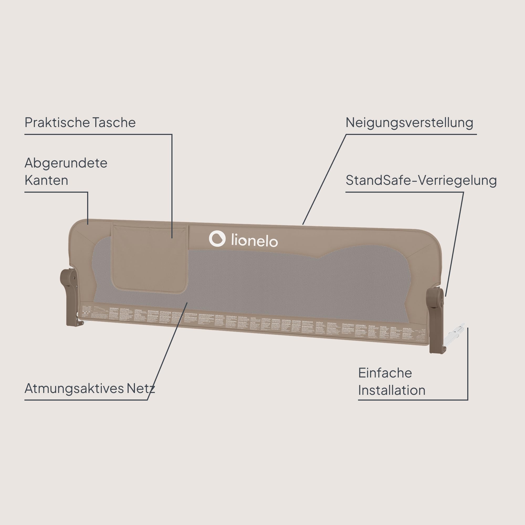 Lionelo Eva Rausfallschutz Bett Rausfallschutz Kinderbett, 150 x 42 cm