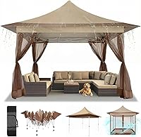 Vista 60 de COBIZI 10x10 Gazebos desplegables en oferta 11x11 Tienda de campaña con toldo fácil de montar al aire libre, Gazebo impermeable portátil