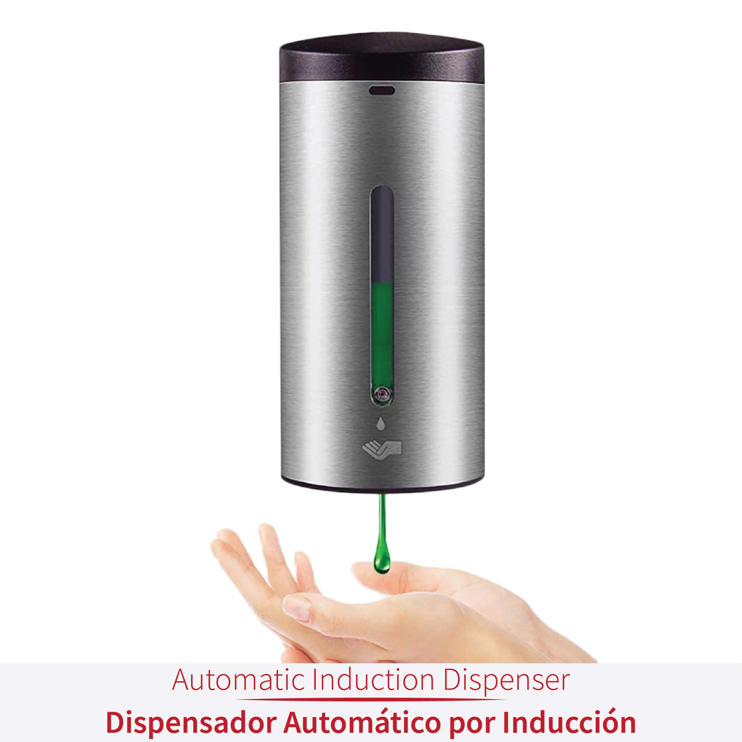 Dispensador Gel Hidroalcoholico Automatico GR.5095 en Acero Inox 650 ml · ÚNICO DISPENSADOR EN EL MUNDO DISEÑADO ESPECIALMENTE PARA GEL HIDROALCOHÓLICO · Tratamiento Exterior Anti-bacteriano