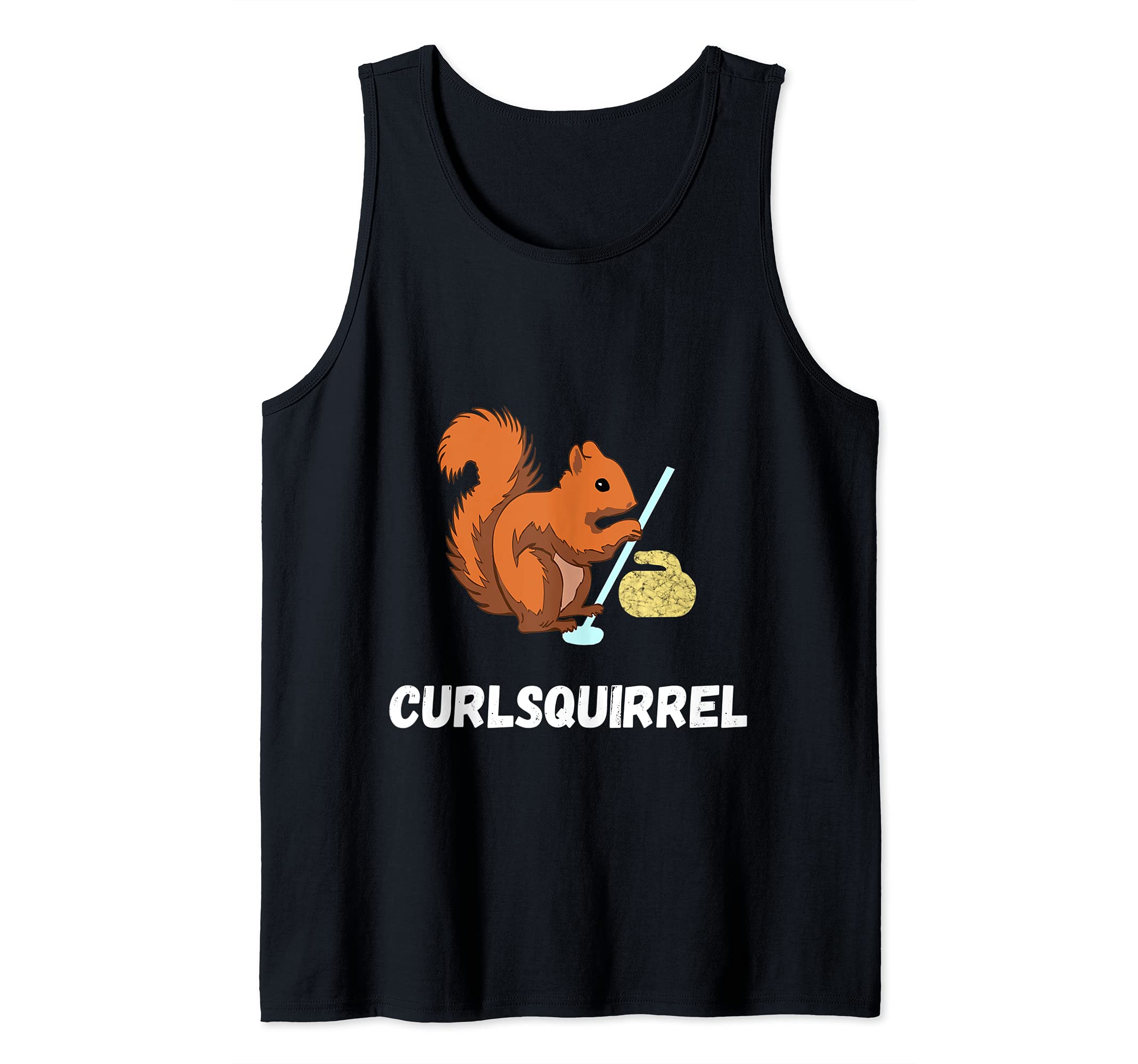 Curling Squirrels Curler Rodent Winter Sport Tank Top, Black